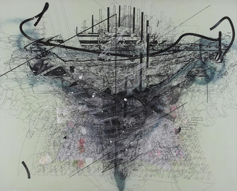 Pose1_160x130cm_MixedMediaOnVinyl2014